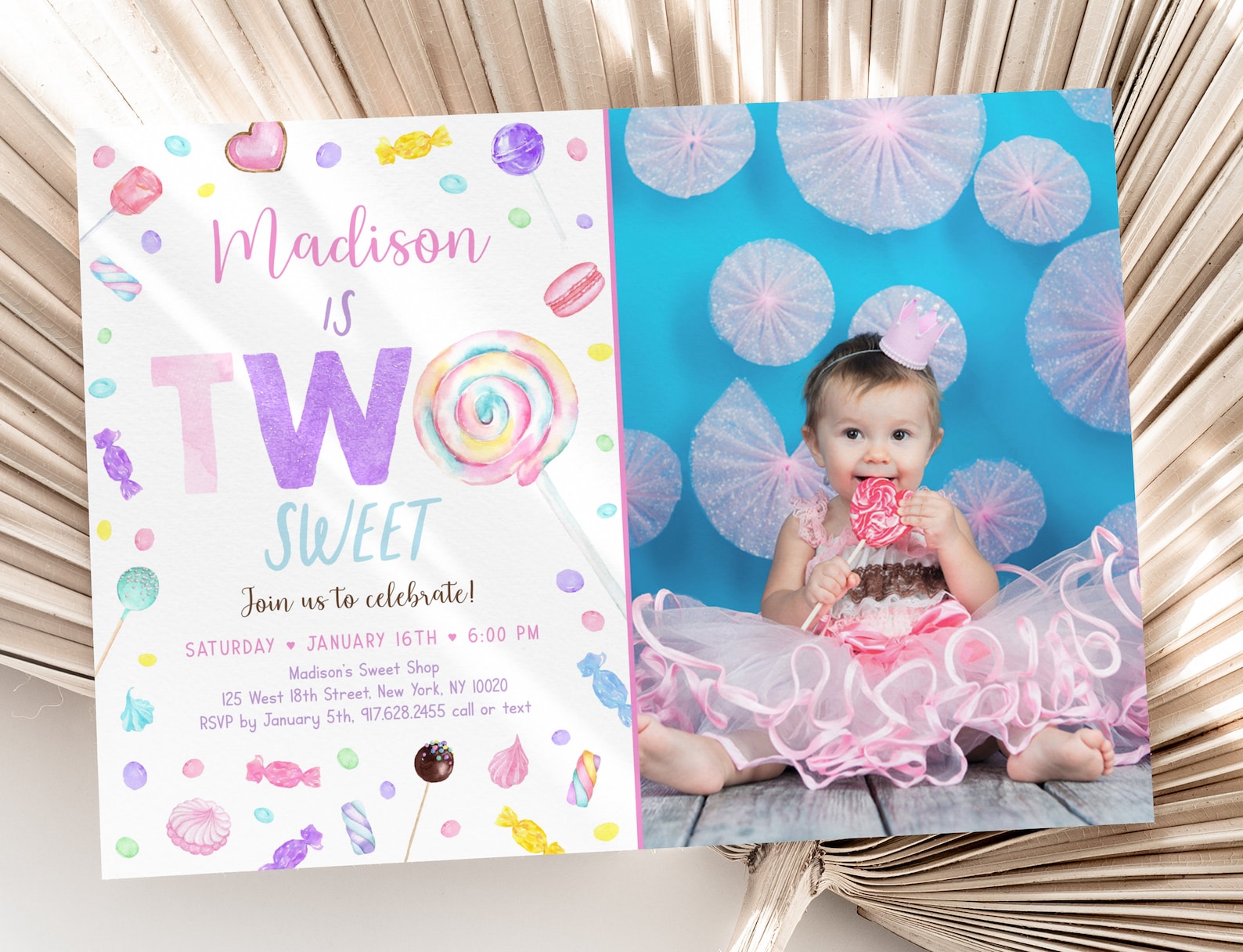 Editable TWO Sweet Birthday Invitation Two Sweet Birthday Etsy