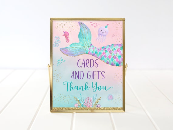 Mermaids Birthday Gifts Sign Girls Mermaid Party Under The Sea Party Mermaid First Birthday Pink Purple Teal Gold Digital Download A615 Il_570xn
