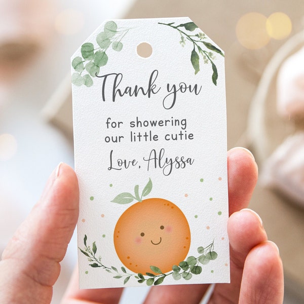 Editable Little Cutie Baby Shower Favor Tags Thank You Tags Little Cutie Baby Shower Clementine Gender Neutral Digital Download A535