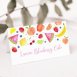 Cartes de tente d'anniversaire deux tti modifiables, étiquettes de nourriture, fruits mignons, deuxième anniversaire, fruits tropicaux, fête de fruits d'été, téléchargement numérique A671