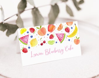 Editable Two-tti Frutti Birthday Tent Cards Food Labels Cutie Fruit Second Birthday Tropical Fruit Summer Fruit Party Digital Download A671