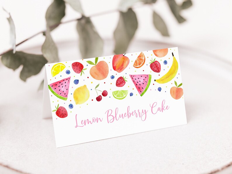 Editable Two-tti Frutti Birthday Tent Cards Food Labels Cutie Fruit Second Birthday Tropical Fruit Summer Fruit Party Digital Download A671 image 1