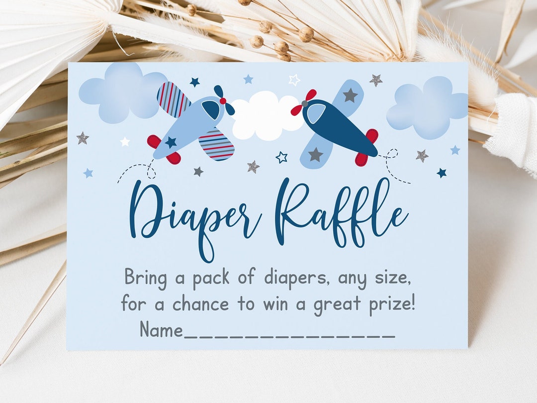 Airplane Diaper Raffle Cards Airplane Baby Shower Boy Baby Shower Stars ...