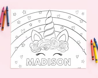 Unicorn Coloring Birthday Placemat: Party Activity (Digital Download)