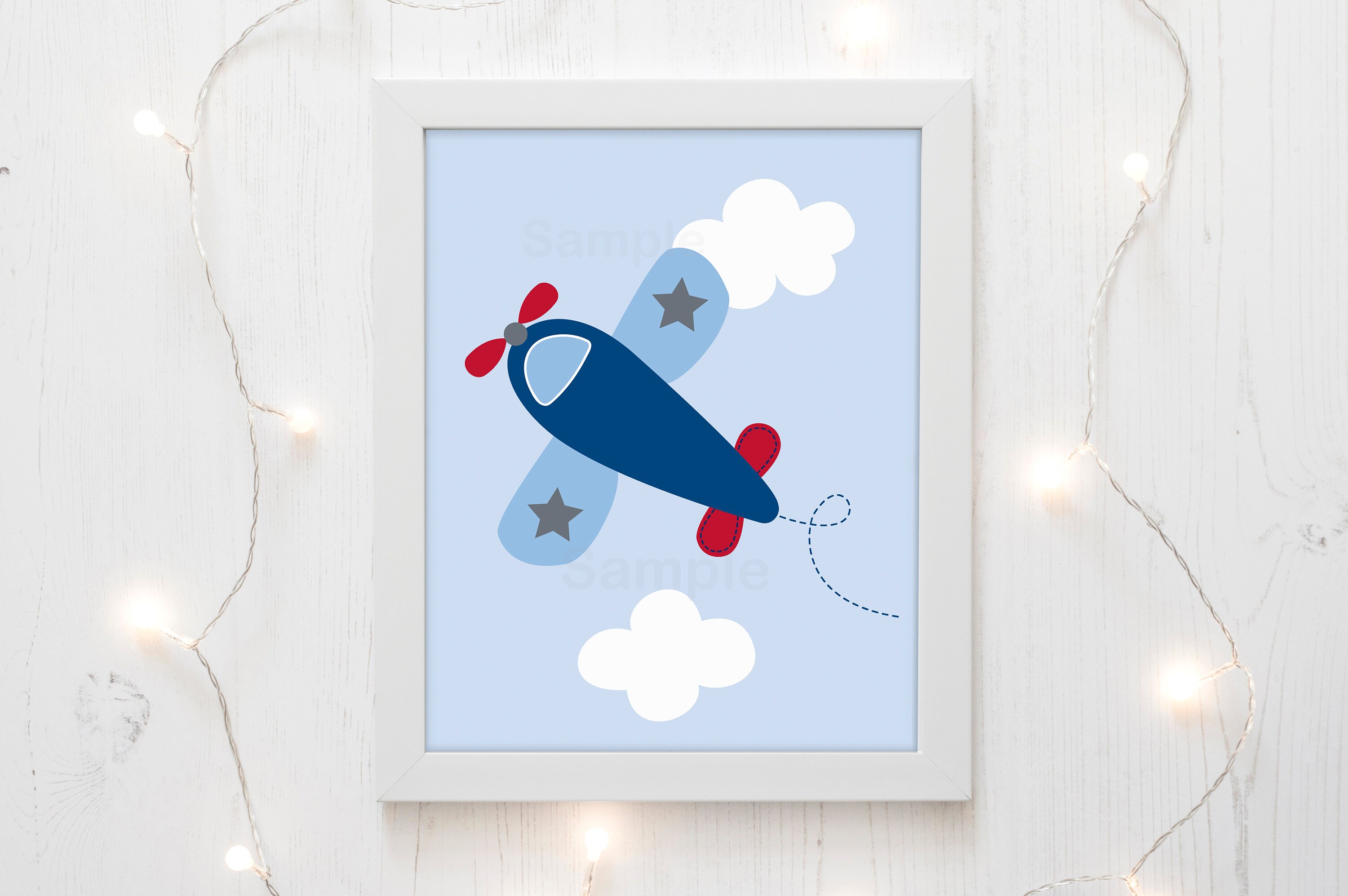 Airplane Nursery Wall Art Boys Airplane Wall Art Blue Gray Etsy