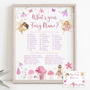 What's Your Fairy Name Game Fairy First Birthday Fairy Garden Party Magical Forest Enchanted Forest Floral Digital Download A682