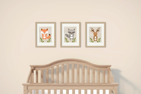 Cute Woodland Animal Nursery Wall Art / Woodland Animal Nursery Art / Forest Animal / Fox / Deer / Raccoon / PRINTABLE Instant Download A187 Il_570xn