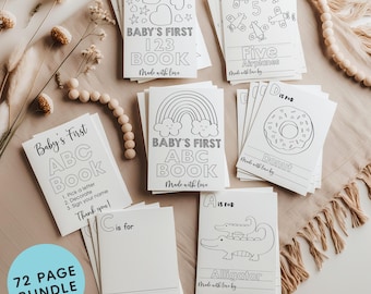 ABC 123 Coloring Book Bundle, Baby's First Books, Baby Shower Coloring Pages, Digital Download
