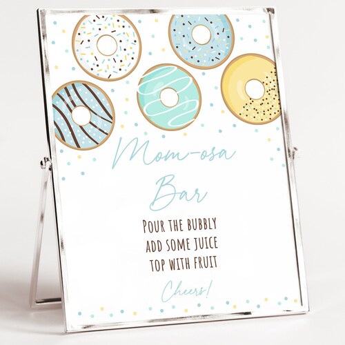 Mom-osa Bar Baby Shower Sign Pink Donut Sprinkle Mimosa Sign - Etsy
