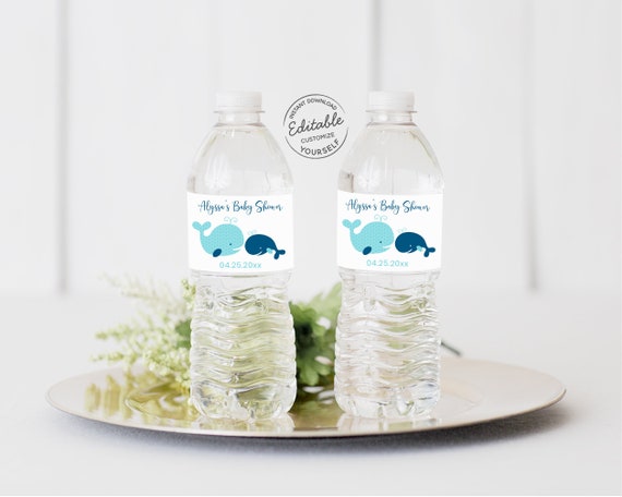 EDITABLE Whale Water Bottle Labels Whale Baby Shower Nautical Baby Shower Boy Baby Shower Digital Printable Instant Download Tenplate A160 Il_570xn