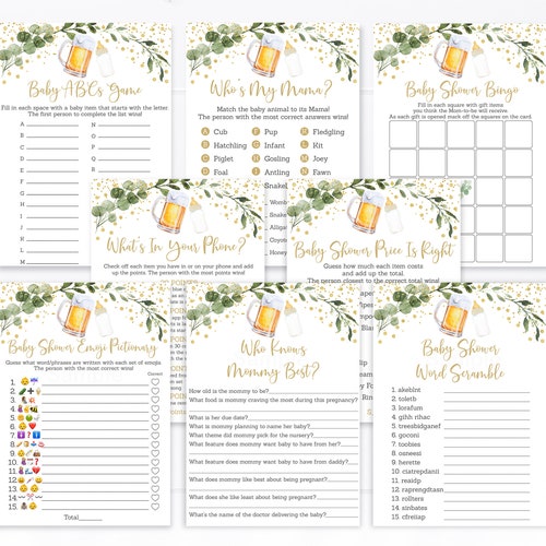 Baby is Brewing Baby Shower Games Package Beer Baby Shower Etsy