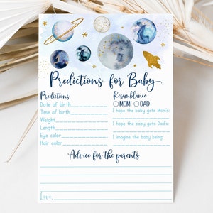 Prédictions galaxie pour bébé jeu Galaxy conseils cartes espace bébé douche garçon bleu or galaxie planètes lune téléchargement numérique A631