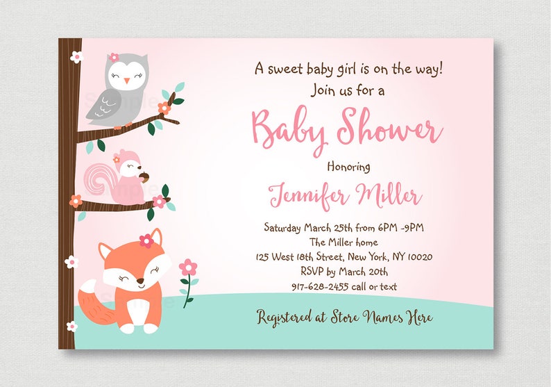etsy woodland baby shower invitations