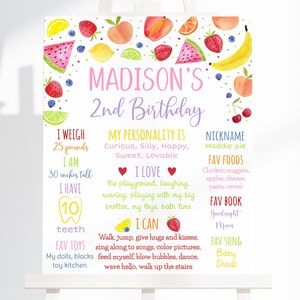 Editable Two-tti Frutti Birthday Milestone Sign Cutie Fruit Second Birthday Tropical Fruit Summer Girl Fruit Party Digital Download A671