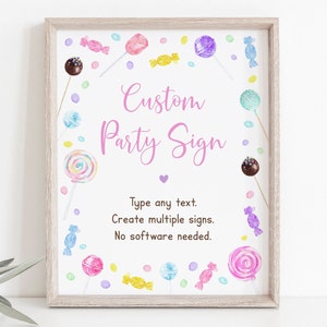 Editable Sweet Shop Birthday Sign Candy Birthday Sign Sweet Shop Party Lollipop Candies Girls Candy Party Candy Land Digital Download A659