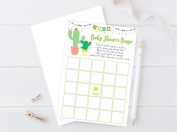 Fiesta Bingo Game Fiesta Baby Shower Cactus Succulent Coed Baby Shower Printable Digital Instant Download Baby Shower Game A504 Il_570xn