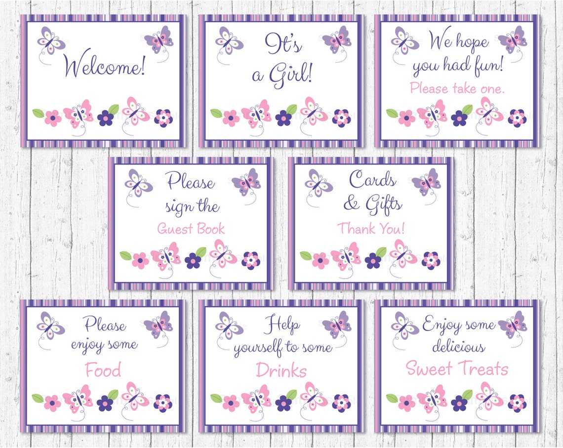 Cute Butterfly Baby Shower Table Signs / Butterfly Baby Shower Etsy