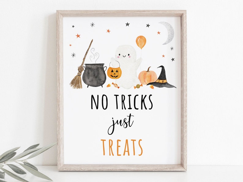 Ghost No Tricks Just Treats Sign Halloween Sign Spooky One Halloween ...