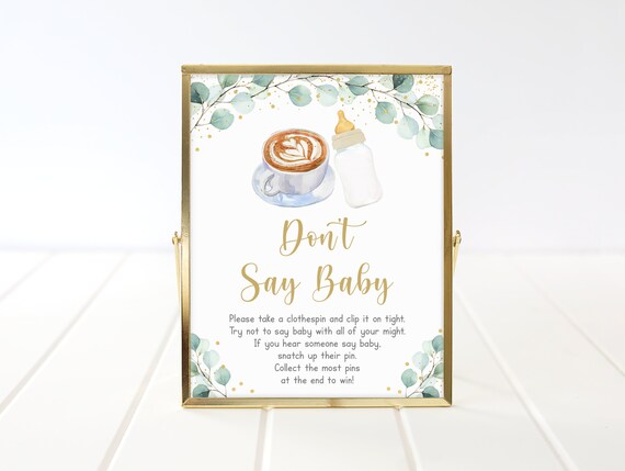 Baby Is Brewing Don't Say Baby Game Coffee Baby Shower Baby Is Brewing Shower Greenery Gold Coed Gender Neutral Digital Download A601 Il_570xn