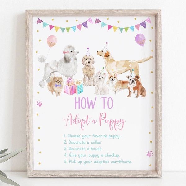 How to adopt a puppy birthday sign let s paw ty girl etsy