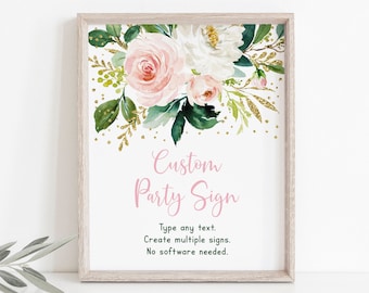 Editable Pink Floral Birthday Sign Little Miss Onederful Girl First Birthday Pink Gold Floral Boho 1st Birthday Printable Digital Corjl A561