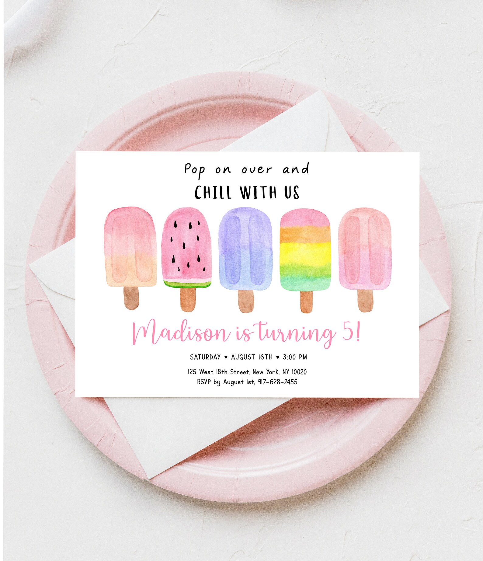 Editable Popsicle Birthday Invitation Popsicle Birthday Invite Etsy