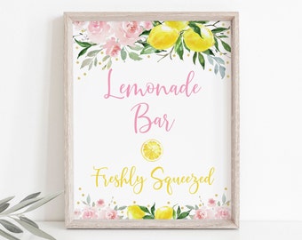 Limonade Bar Geburtstag Getränke Zeichen Sonnenschein Limonade und Spaß Rosa Limonade Rosa Gold Blumen Mädchen Limonade Party Digitaler Download A613