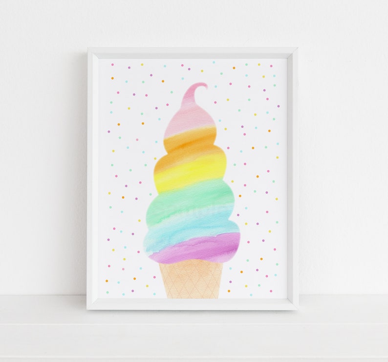 Cute Ice Cream Wall Art Ice Cream Nursery Art Girls Wall Etsy