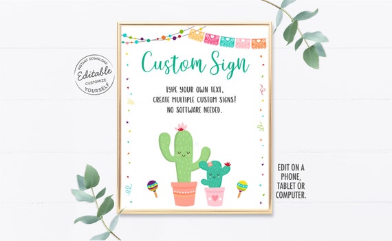 EDITABLE Fiesta Baby Shower Sign Cactus Succulent Girl Baby Shower Coed Baby Shower Printable Digital Instant Download Template A504 Il_570xn
