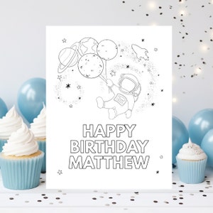 Editable Space Birthday Coloring Page Astronaut Birthday Party Galaxy Planets Rocket Ship Space Party Birthday Activity Download A606