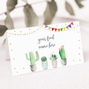 Editable Fiesta Bridal Shower Tent Cards Food Labels Couples Fiesta Cactus Succulent Fiesta Party Printable Digital Instant Download B144