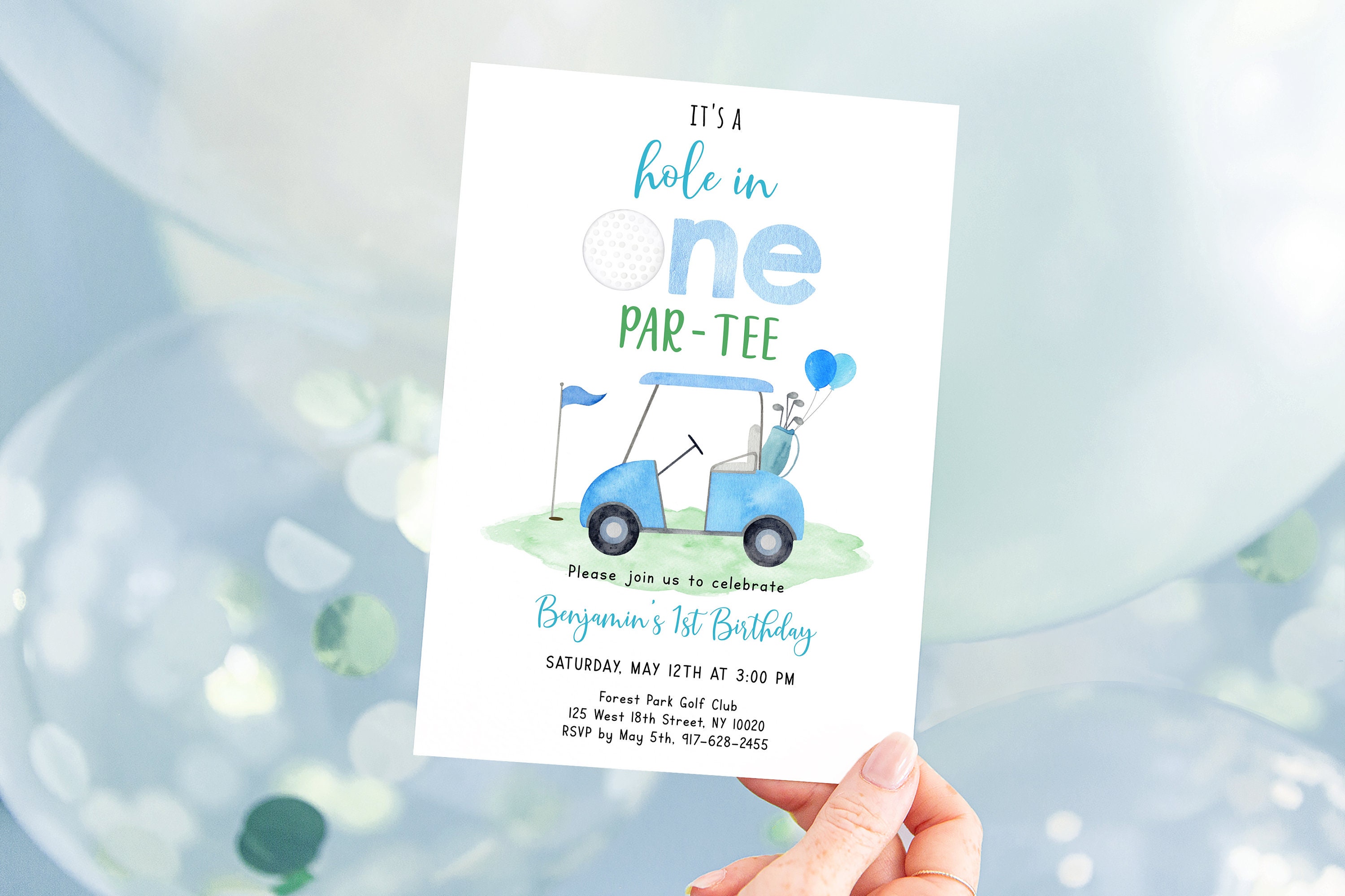 Editable Hole in One Birthday Invitation Golf First Birthday Par-tee Golf 1st  Birthday Invite Boy First Birthday Digital Download A695 - Etsy, image size:3000x2000