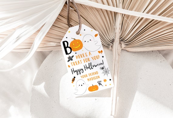 Editable BOO Halloween Tags Ghost Halloween Treat Tags Trick Or Treat Tags Boy Girl Halloween Party Tags Pumpkin Candy Corn Digital Il_570xn