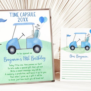 Bewerkbare Golf Verjaardag Tijd Capsule Hole in One Verjaardag Par-tee Golf Eerste Verjaardag Party Boy Eerste Verjaardag Digitale Download A695