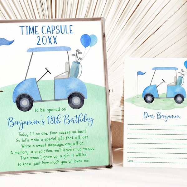 Editable Golf Birthday Time Capsule Hole in One Birthday Par-tee Golf First Birthday Party Boy First Birthday Digital Download A695