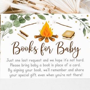 S'mores babyshowerboek Aanvraagkaarten S'more Fun With A Baby Rustiek herfstkampvuur vreugdevuur boeken voor baby Afdrukbare Instant Download A520