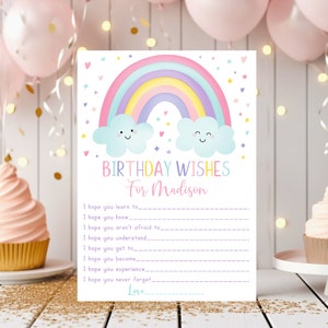 Bearbeitbare Regenbogen Erster Geburtstag Wünscht Regenbogen Geburtstag Mädchen Regenbogen Party Rosa Pastell Regenbogen Wolken Sterne Herzen Digital Download A549
