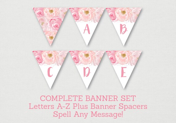 Soft Pink Floral Baby Shower Banner Floral Baby Shower Etsy