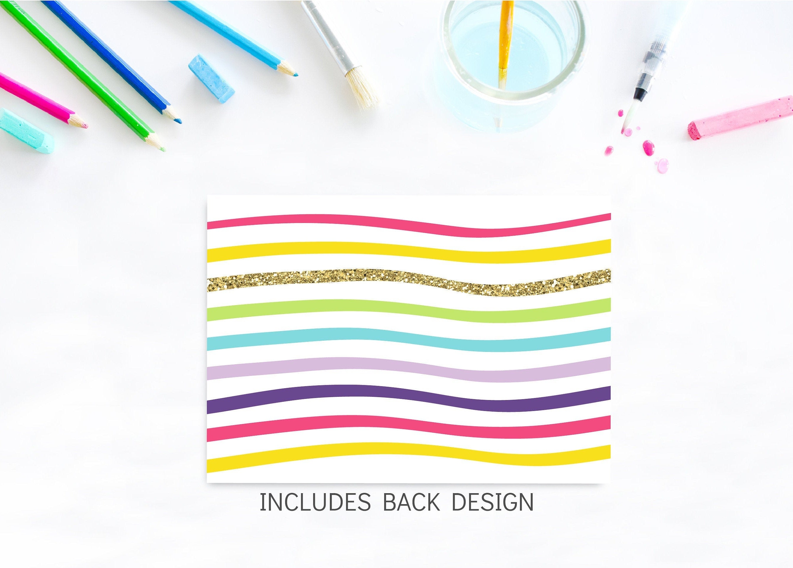 Editable Rainbow Art Party Birthday Thank You Card Dress for A Mess ...