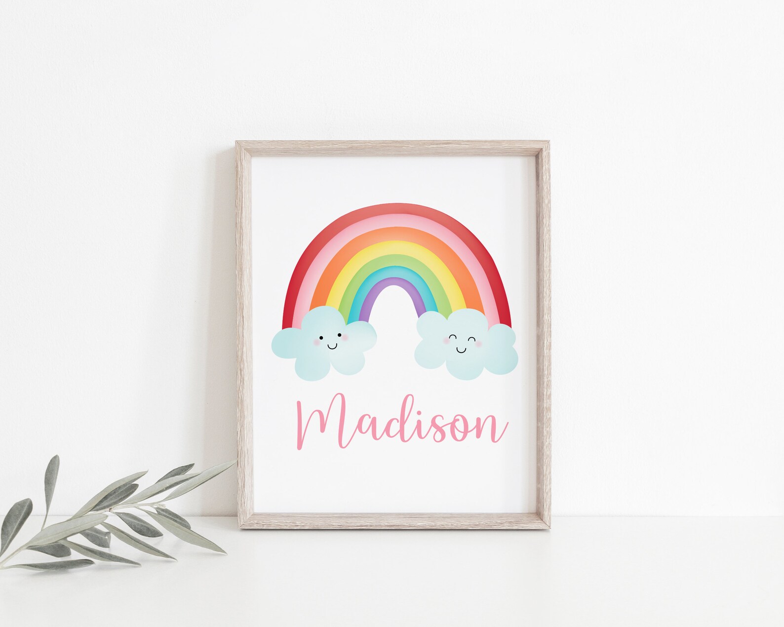 Editable Set of 3 Rainbow Prints Pink Rainbow Nursery Art Etsy