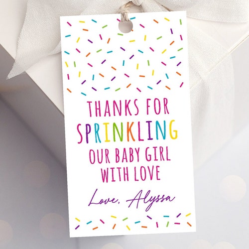 Editable Pink Baby Sprinkle Party Favor Tags Thank You Tags - Etsy
