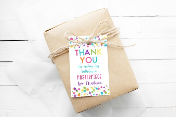 Editable Art Party Birthday Thank You Tag Favor Tag Girl Rainbow Art Party Paint Party Craft Party Printable Digital Download A215 Il_570xn