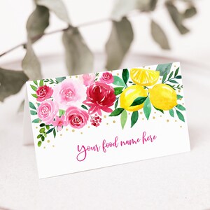 Bewerkbare Citroen Roze Bloemen Verjaardag Tent Kaarten Voedsel Etiketten Belangrijkste Squeeze Verjaardag Limonade Party Girl Lemon Party Digitale Download A734