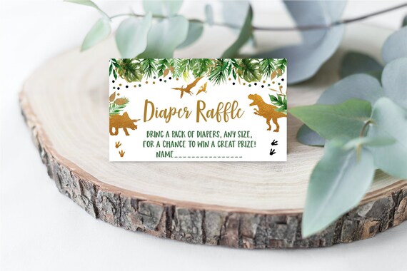 Dinosaur Baby Shower Diaper Raffle Cards, Gold Dinosaur Baby Shower, Dinosaur Safari, Baby Boy Dinosaur Shower, PRINTABLE Digital A498 Il_570xn