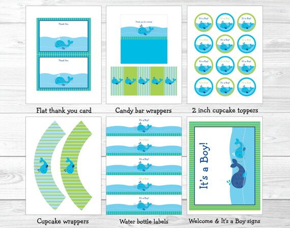 Whale Baby Shower Party Package Whale Baby Shower Decorations