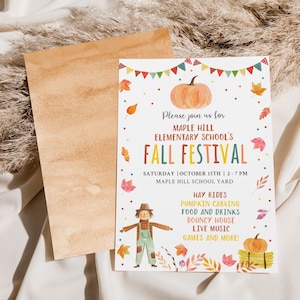 Bearbeitbares Herbst Festival Einladung Herbst Ernte Einladen Schule Herbst Festival Flyer Herbst Kirche Party Community Event Kürbisblätter A704
