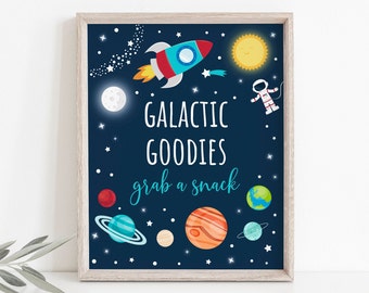 Espace galactique goodies anniversaire nourriture signe astronaute planète espace extra-atmosphérique fête d'anniversaire système solaire fusée imprimable numérique A528
