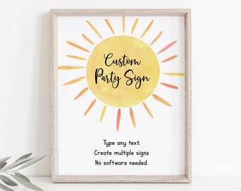 Editable Little Sunshine Baby Shower Sign Sunshine Birthday Boho Sunshine Party You Are My Sunshine Boy Girl Printable Digital Download A681