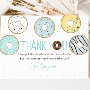 Carte de remerciement donut, anniversaire donut, donut bleu, donut grandir, premier anniversaire, donut, imprimable, numérique, téléchargement immédiat Corjl A501