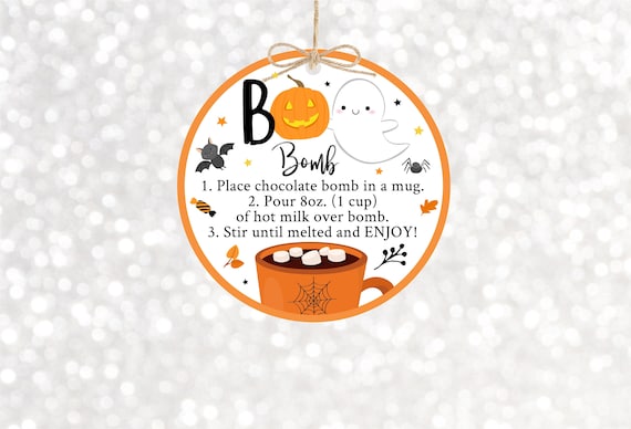 Editable Halloween Hot Chocolate Bomb Tags Hot Cocoa Bomb Instructions Boo Bomb Favor Tags Fall Autumn Pumpkin Ghost Digital Download Il_570xn